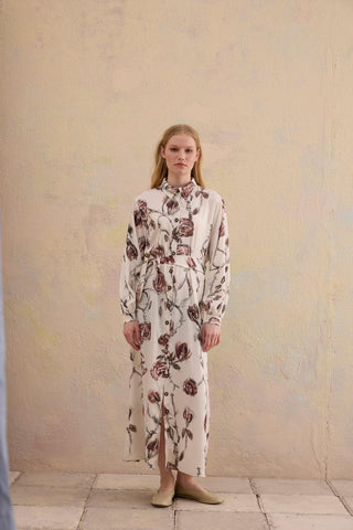 Rosby Printed Dress – Ecru