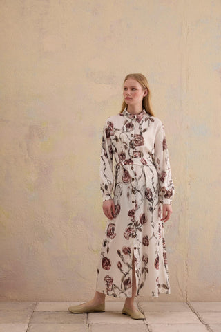 Rosby Printed Dress – Ecru