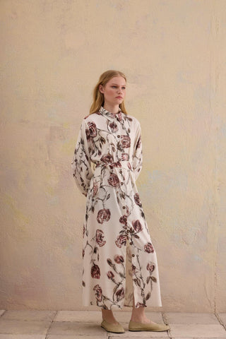 Rosby Printed Dress – Ecru