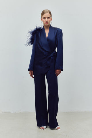 Royal Midnight Silk Set — Navy