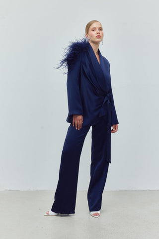 Royal Midnight Silk Set — Navy