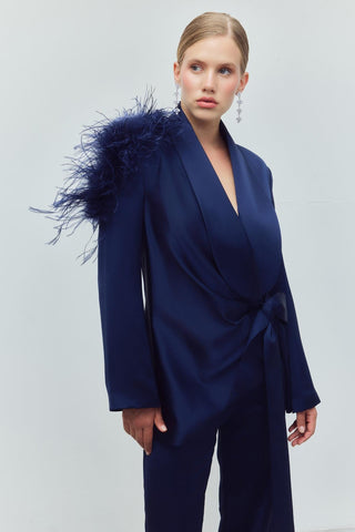 Royal Midnight Silk Set — Navy