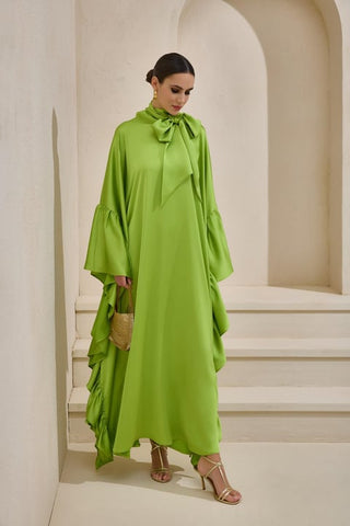 Royal Satin Kaftan – Light Green