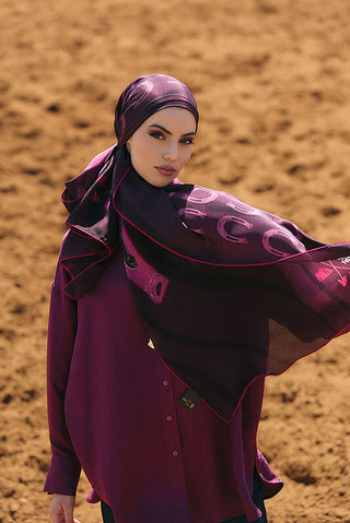 Trace of the Wind Crepe Silk Shawl Purple