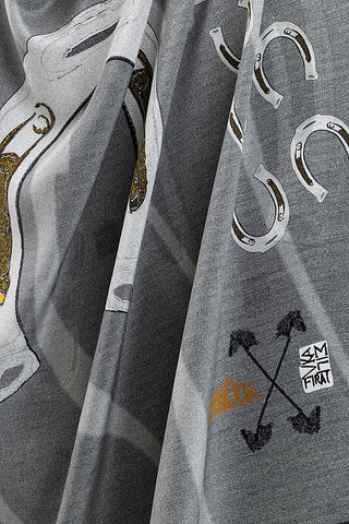 Trace of the Wind Crepe Silk Shawl Gray