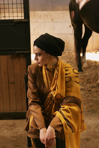 Trace of the Wind Crepe Silk Shawl Yellow