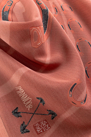Trace of the Wind Crepe Silk Shawl Peach
