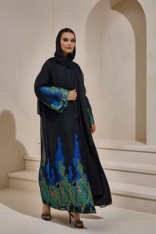 Sapphire Abaya - Black Blue
