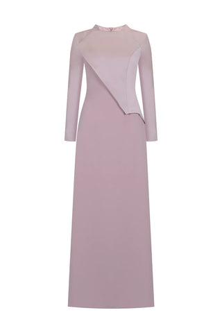 Satin Asymmetric Panel Evening Gown – Powder Pink