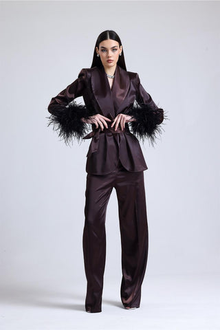 Satin Ember Kolları Tüylü Takım