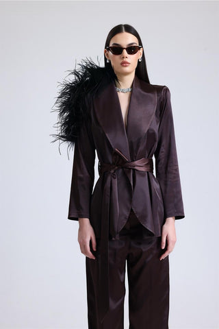 Satin Ember Omuzu Tüylü Takım