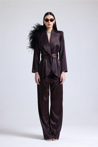 Satin Ember Omuzu Tüylü Takım