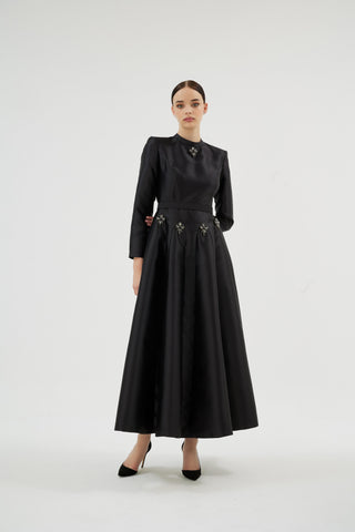 Scarlet Crystal Detail Dress – Black