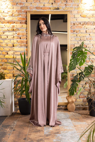 Silent Power Embellished Abaya – Pink