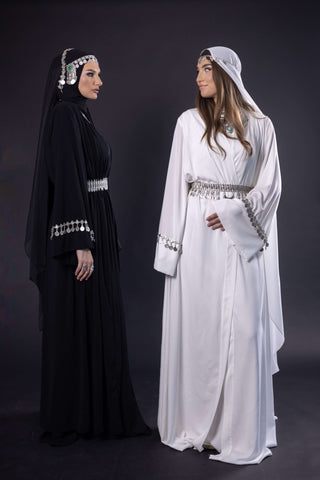 Dignity Ethno Embellished Abaya – White