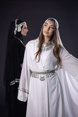 Dignity Ethno Embellished Abaya – White
