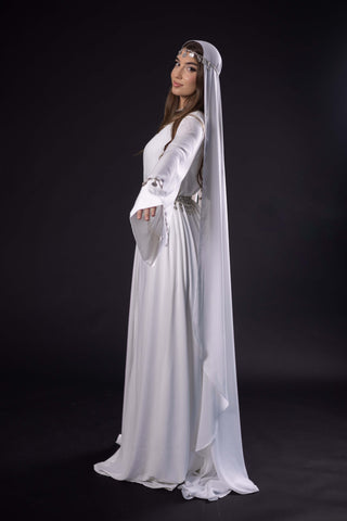 Dignity Ethno Embellished Abaya – White