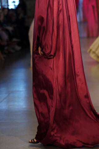 Crystal Bloom Balcanian Embellished Silk Gown – Red