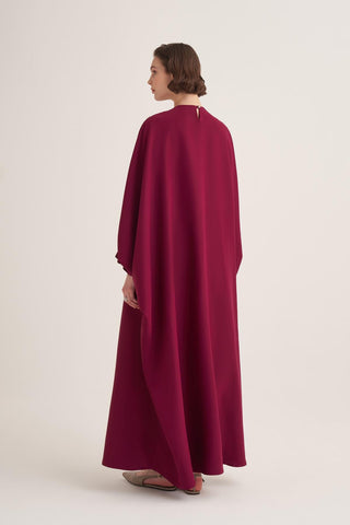 Selena Embellished Belted Evening Kaftan – Cherry