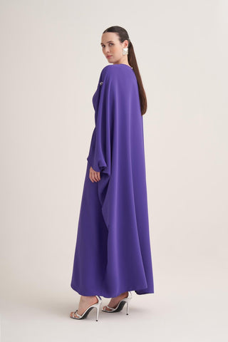 Selena Embellished Belted Evening Kaftan – Purple