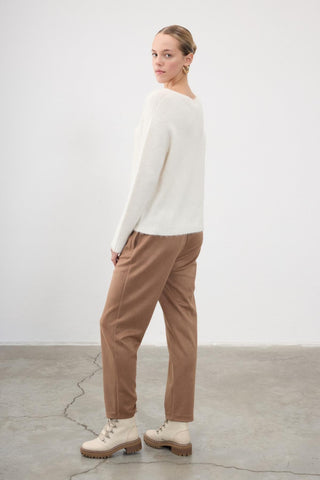 Selene Drawstring Tapered Trousers – Beige