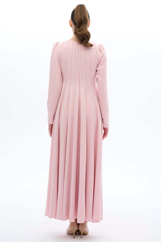 ŞERİT BİYELİ ELBİSE Pembe