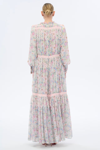 ŞERİT DANTELLİ ŞİFON ELBİSE Pembe