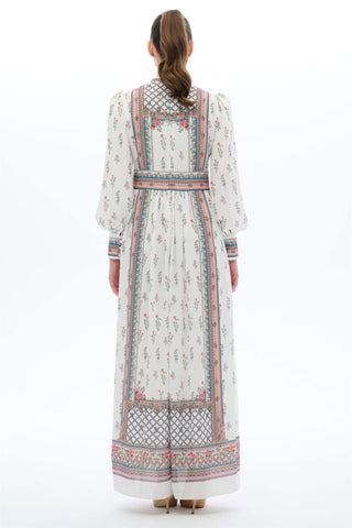 Panel Pattern Maxi Dress – White