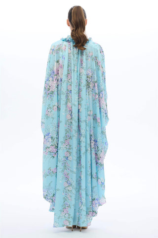 ŞERİT GARNİLİ KAFTAN ELBİSE Mavi