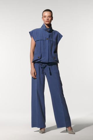 Serona Embellished Modal Bomber Vest – Indigo