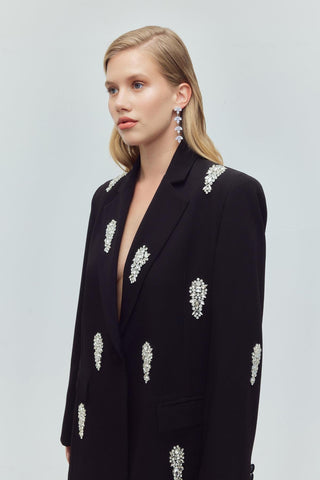 Silver Bloom  Embellished Set – Black