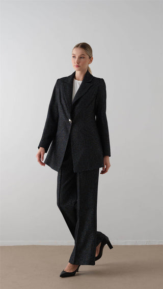 Lurex Tweed Suit Set – Navy