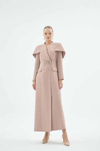 Soline Cape Detail Dress – Cream