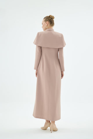 Soline Cape Detail Dress – Cream