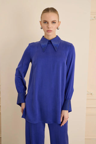 Splendid Embellished Collar Blouse – Sax Blue