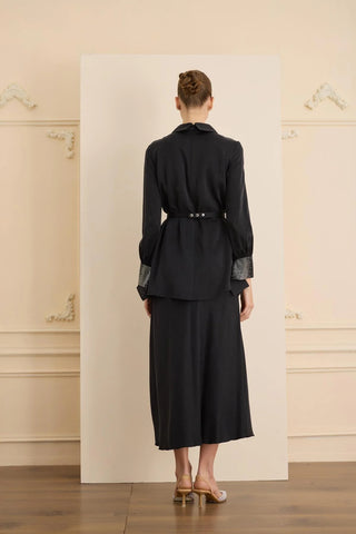 Splendid Embellished Collar Blouse – Black