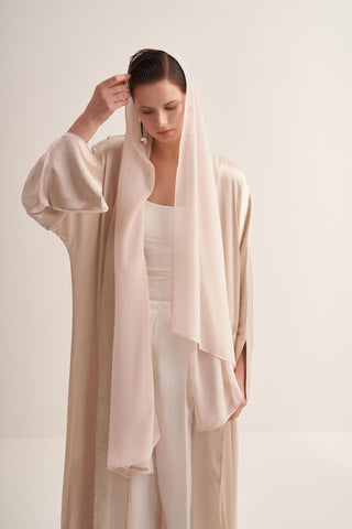 Stylish Beige Abaya & Matching Scarf Set