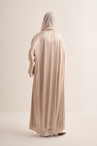 Stylish Beige Abaya & Matching Scarf Set