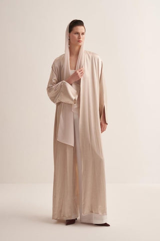 Stylish Beige Abaya & Matching Scarf Set