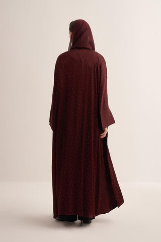 Stylish Burgundy Abaya & Matching Scarf Set