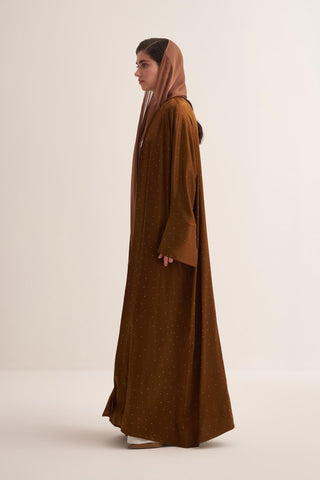 Stylish Golden Abaya & Matching Scarf Set