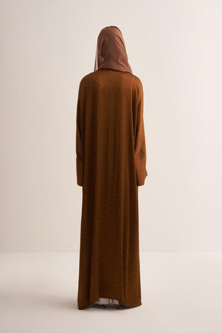 Stylish Golden Abaya & Matching Scarf Set