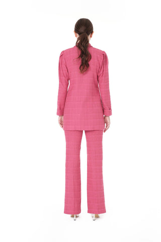 Double-Breasted Blazer & Flared Trousers Set – Fuchsia