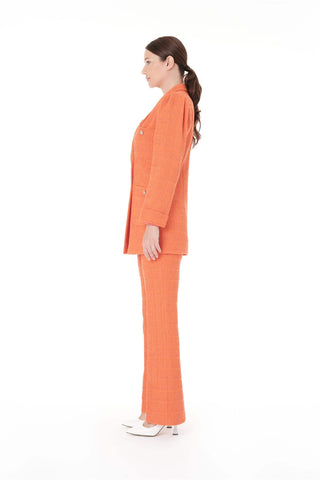 Double-Breasted Blazer & Flared Trousers Set – Orange