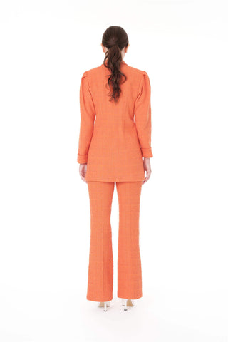 Double-Breasted Blazer & Flared Trousers Set – Orange