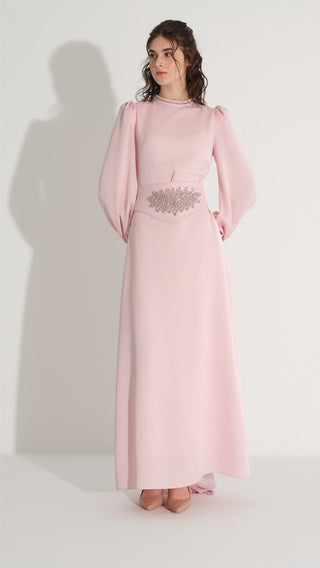 Embellished Corset Dress – Soft Pink