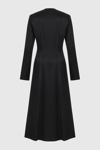 Tencel Button-Front Maxi Dress – Black