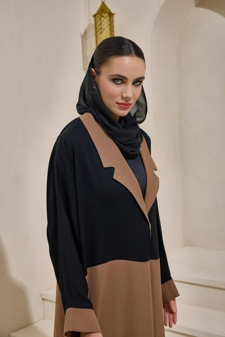 Two Color Abaya Set - Brown Black