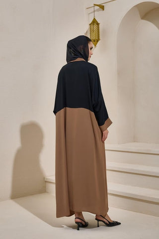 Two Color Abaya Set - Brown Black