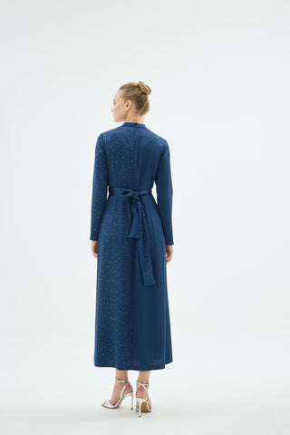 Umberto Crystal Dress – Navy